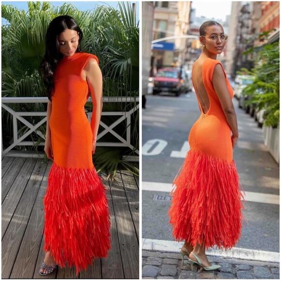 knee length dresses for ladies Aje Rushes Raffia Knit Mini Dress in Black main image 0